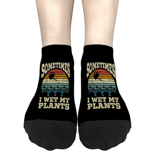 Plant Lovers Sometimes I Wet My Plants Crew Socks Short Men's Socks