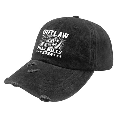 Outlaw Hillbilly Hat for Men - Washed Ball Cap