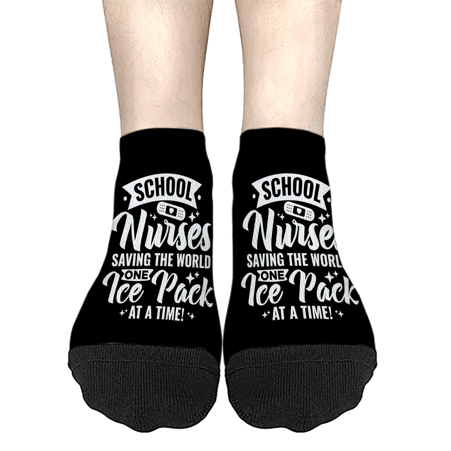 Saving The World One Ice Pack At Time School Nurse Week Men Ankle Socks Low Cut Socks For Men's