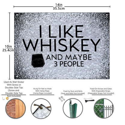 I Like Whiskey And Maybe 3 People Galvanized Tin Sign Metal Wall Decor For Dorm