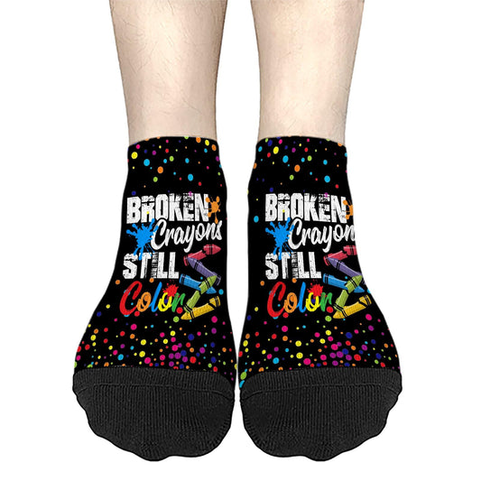 Broken Crayons Still Color Mens Dress Socks Hidden Socks For Men