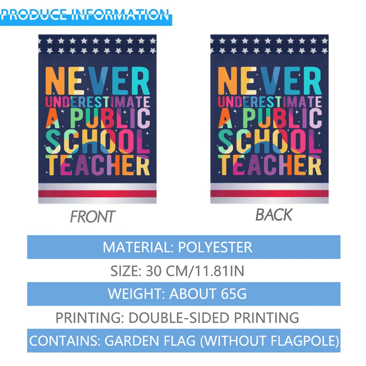 Double Sided Inspirational Garden Flag for Public School Teachers - 2024 Edition