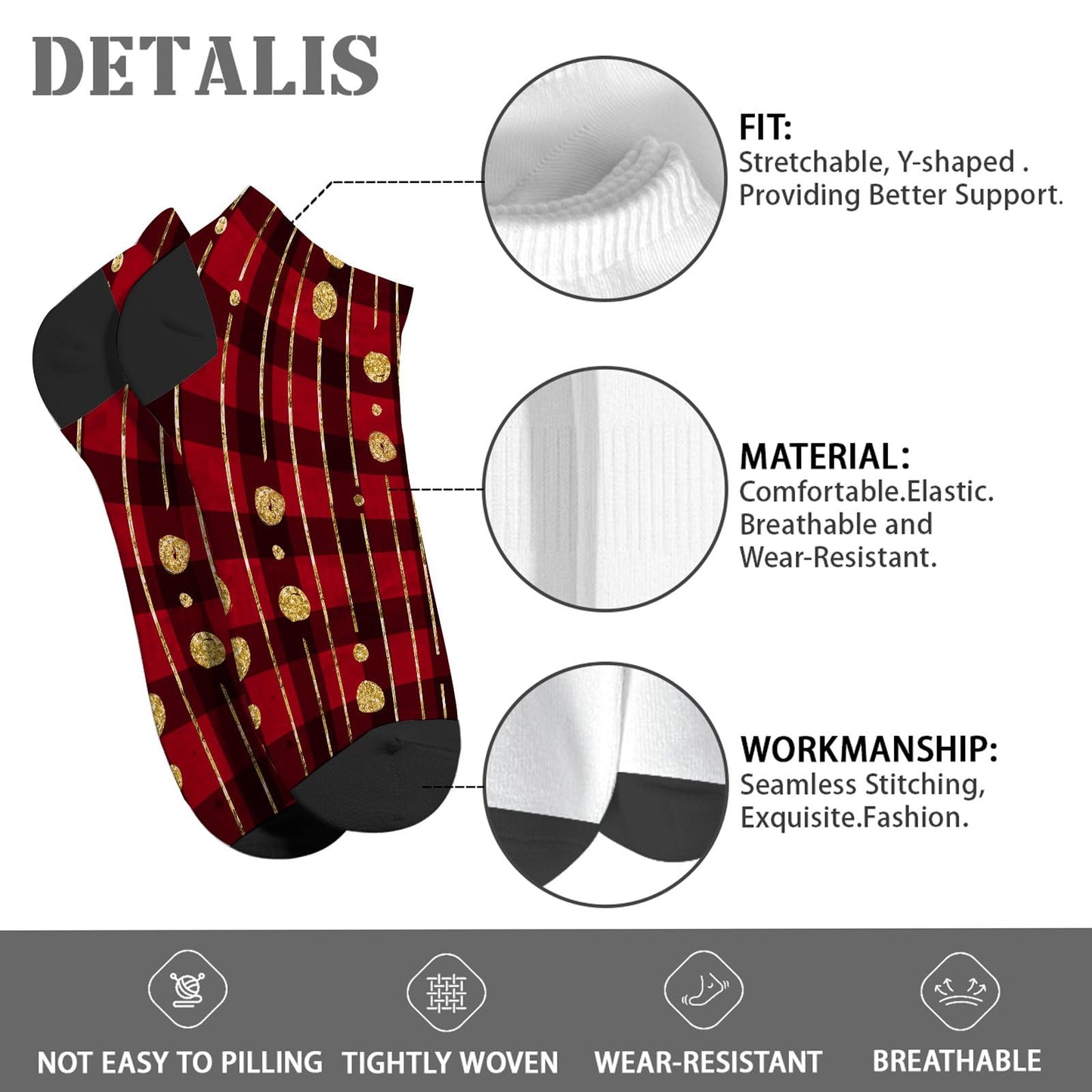 Funny Christmas Pattern No Show Socks Men Cotton Sock Mens