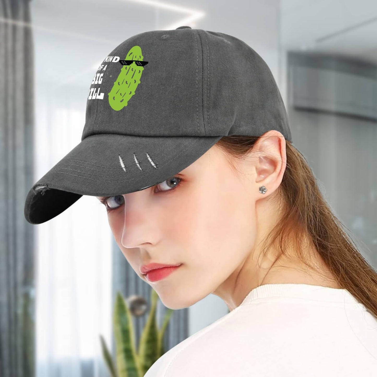 Funny Pickle Print Baseball Cap - Dark Grey