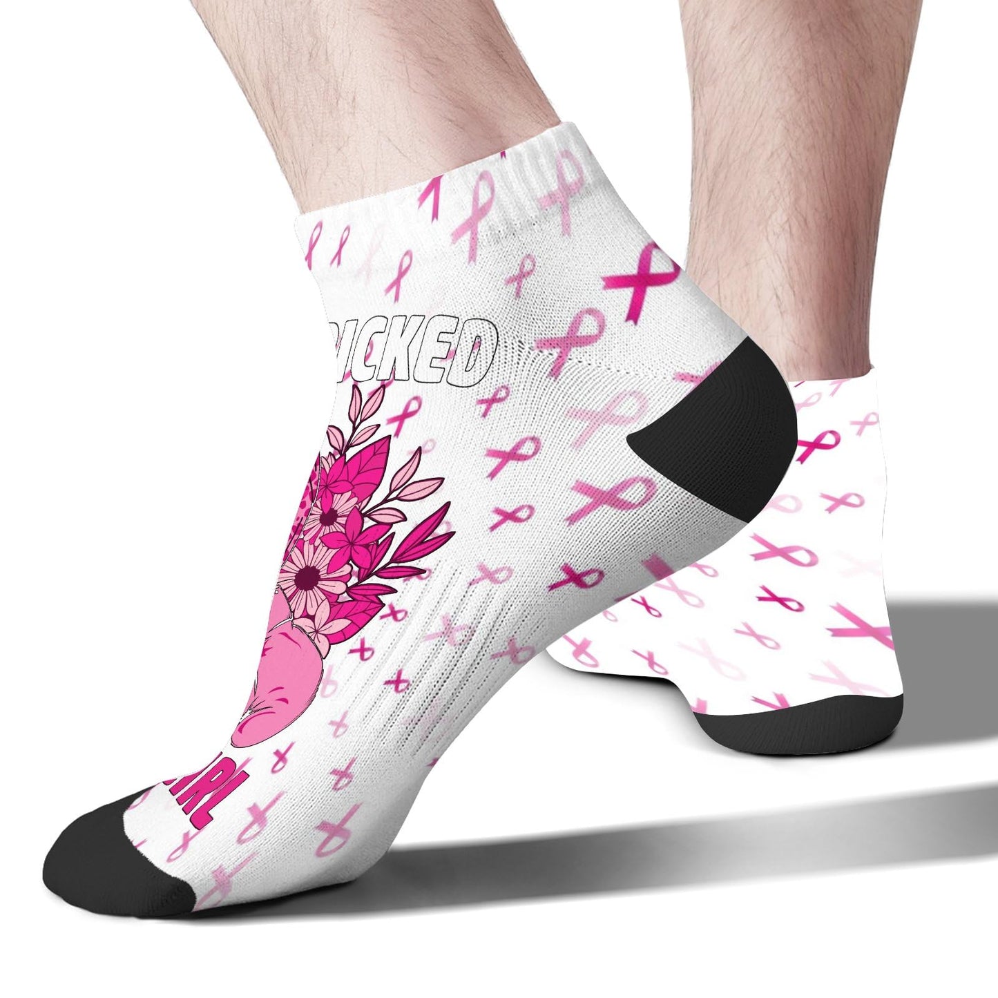 Breast Cancer Awareness Hummingbird No Show Socks Men Hidden Womens Socks