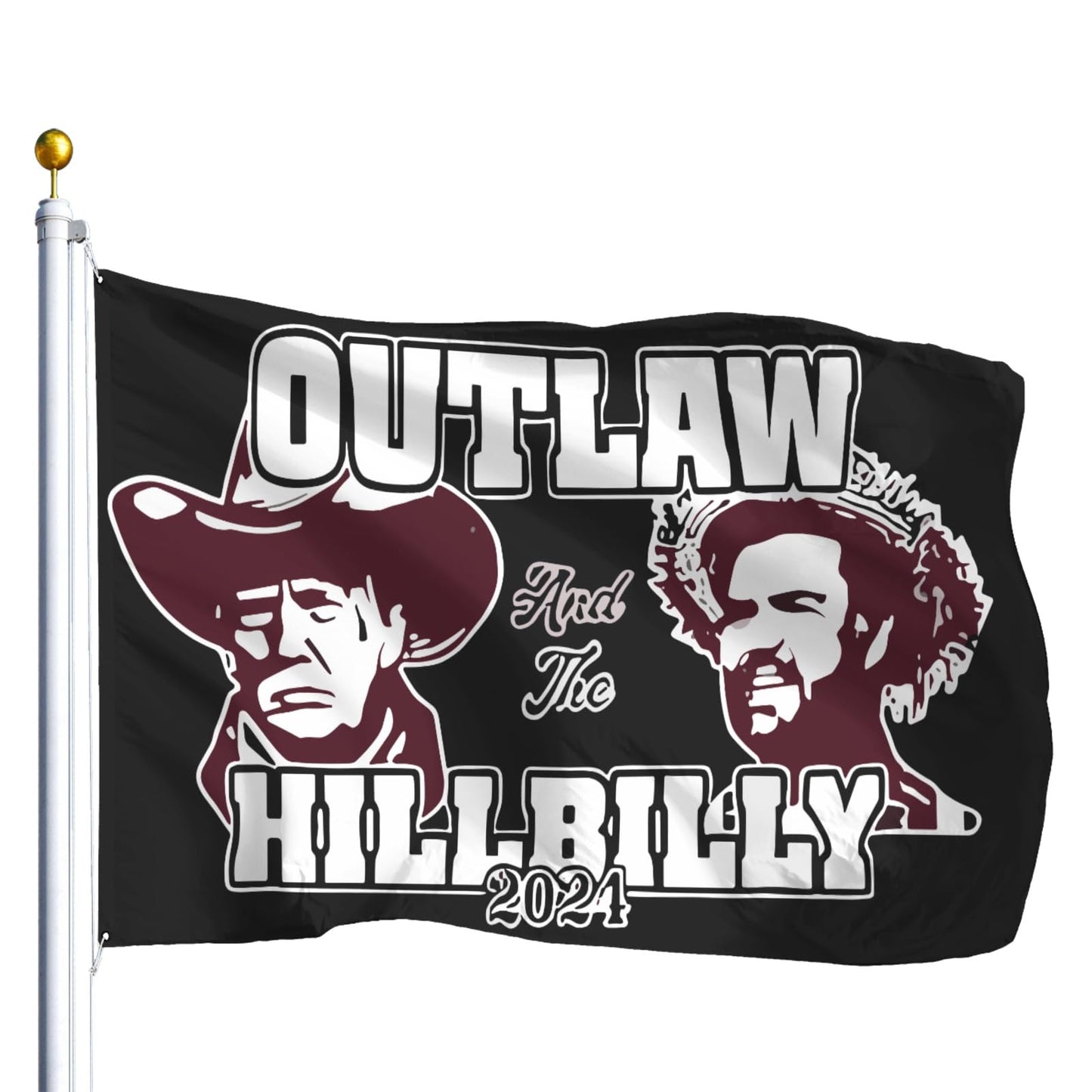 Vintage Outlaw Hillbilly Trump Vance 2024 Flag Tapestry 3x5 Ft