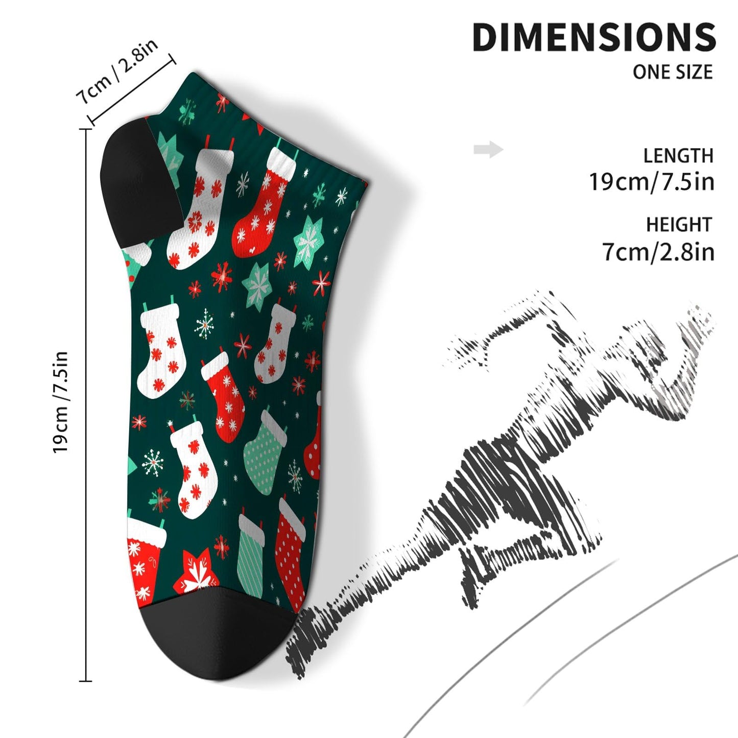 Funny Christmas Pattern Womens Cotton Socks Low Cut Socks For Men