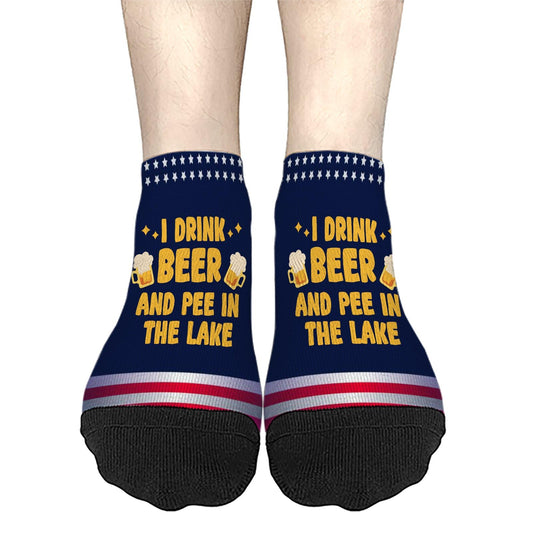 I Pee In The Lake Funny Vacation Partys Girls Ankle Socks No Show Sock For Womens