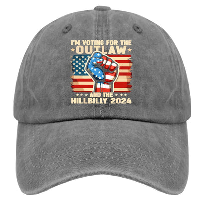 Outlaw & Hillbilly 2024 US Flag Cap - Funny Trucker Hat