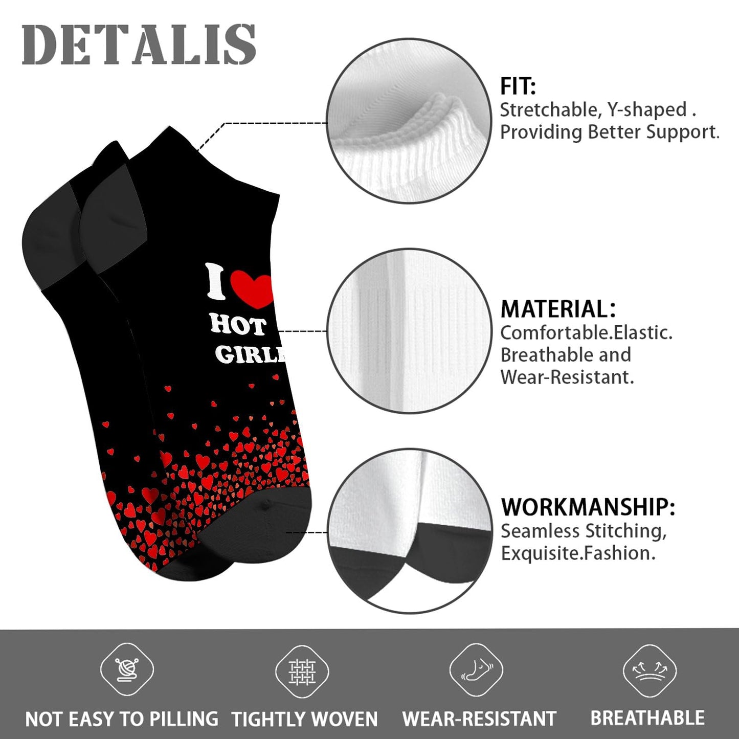I Love My Hot Girlfriend Womens Ankle Socks Crew For Men's Sock