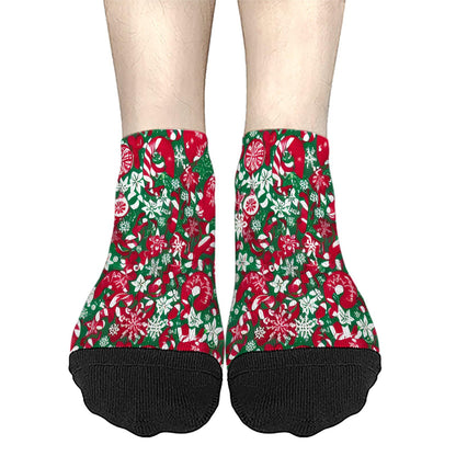 Funny Christmas Pattern No Show Socks Men Cotton Sock Mens