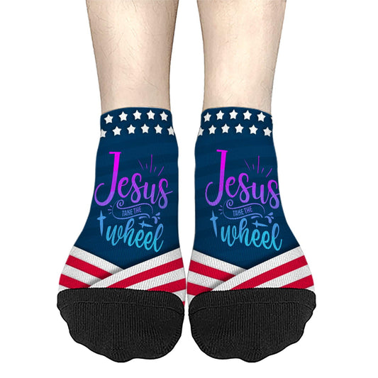 Womens Jesus Take The Wheel Truck God Believer Tee Womens Socks Ankle Crew Socks For Women