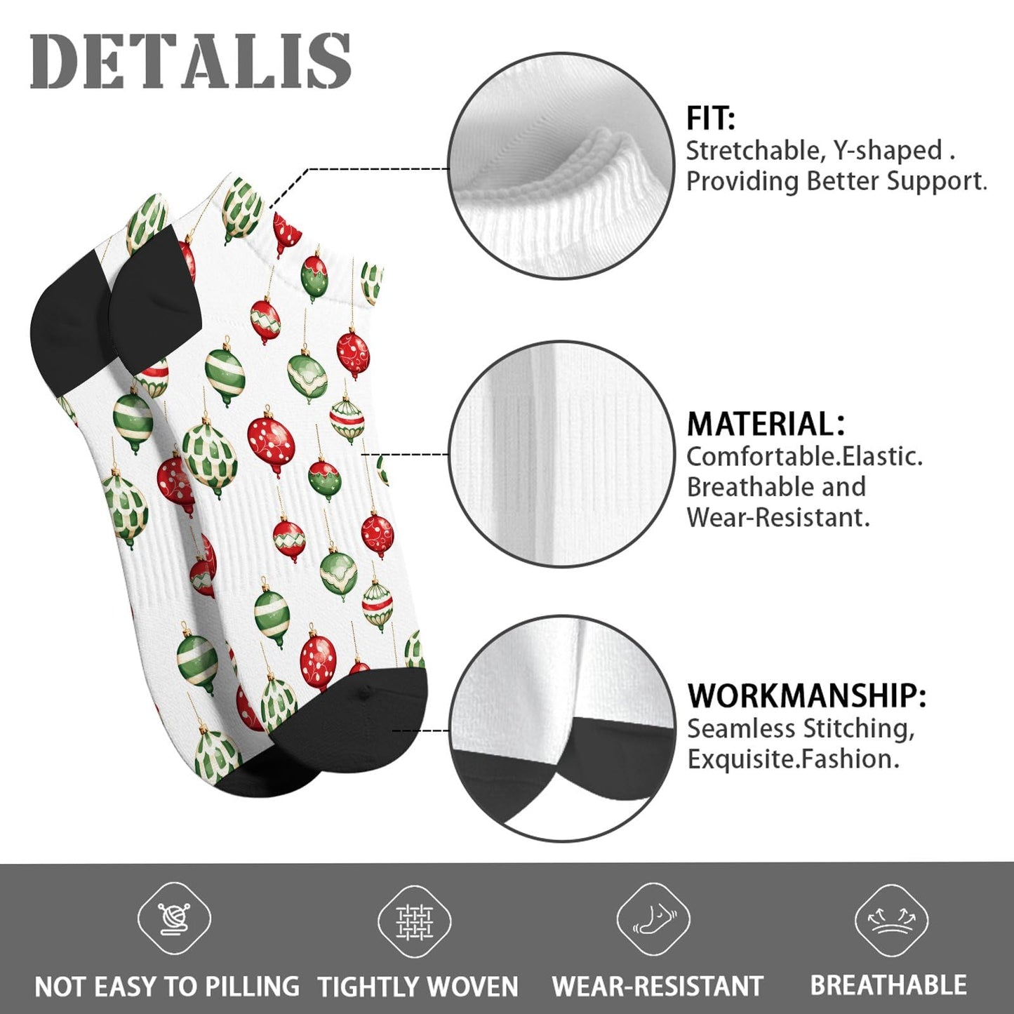 Funny Christmas Pattern Low Cut Socks Men Short Men's Sock