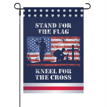 Stand For The Flag Kneel For The Cross Outdoor Flags One Size Art House Flag Camping Funny Garden Flag