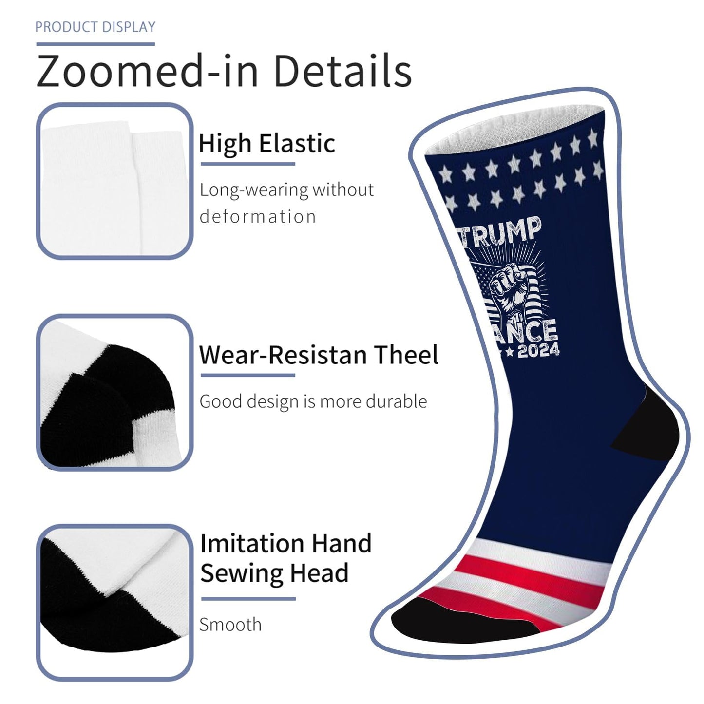 Colorful Crazy Design Trump 45 Socks | Unisex Novelty Gifts