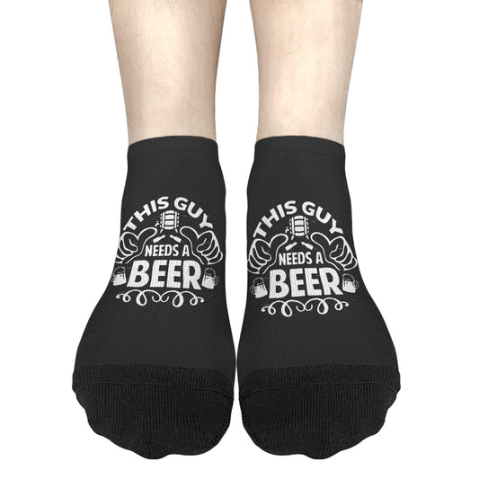 TEMLAN This Guy Needs A Beer No Show Socks Hidden Mens Sock, White