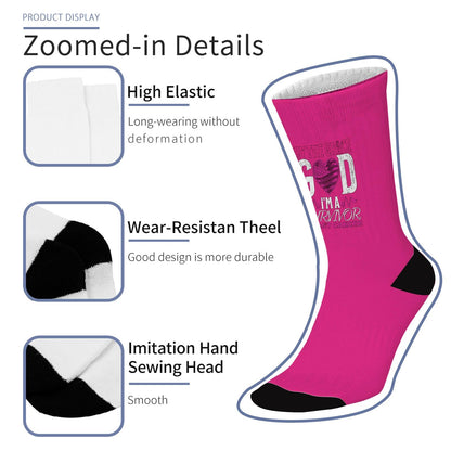 Survivor Breast Cancer Support Socks - Colorful Fancy Design