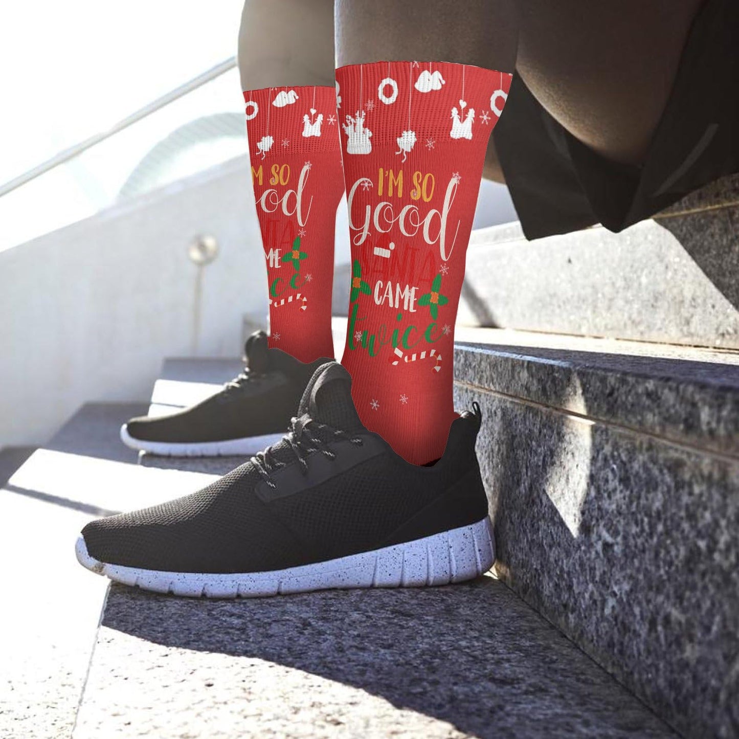 I Do It For The Ho's Inappropriate Christmas Santa Socks for Women Half Calf Sock Colorful Fancy Crazy Design socks Unisex Novelty Gifts for Boyfriends