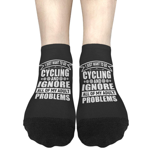 TEMLAN I Just Want To Go Cycling And Ignore All Of My Adult Problems Low Cut Socks Liner Sock Women, White