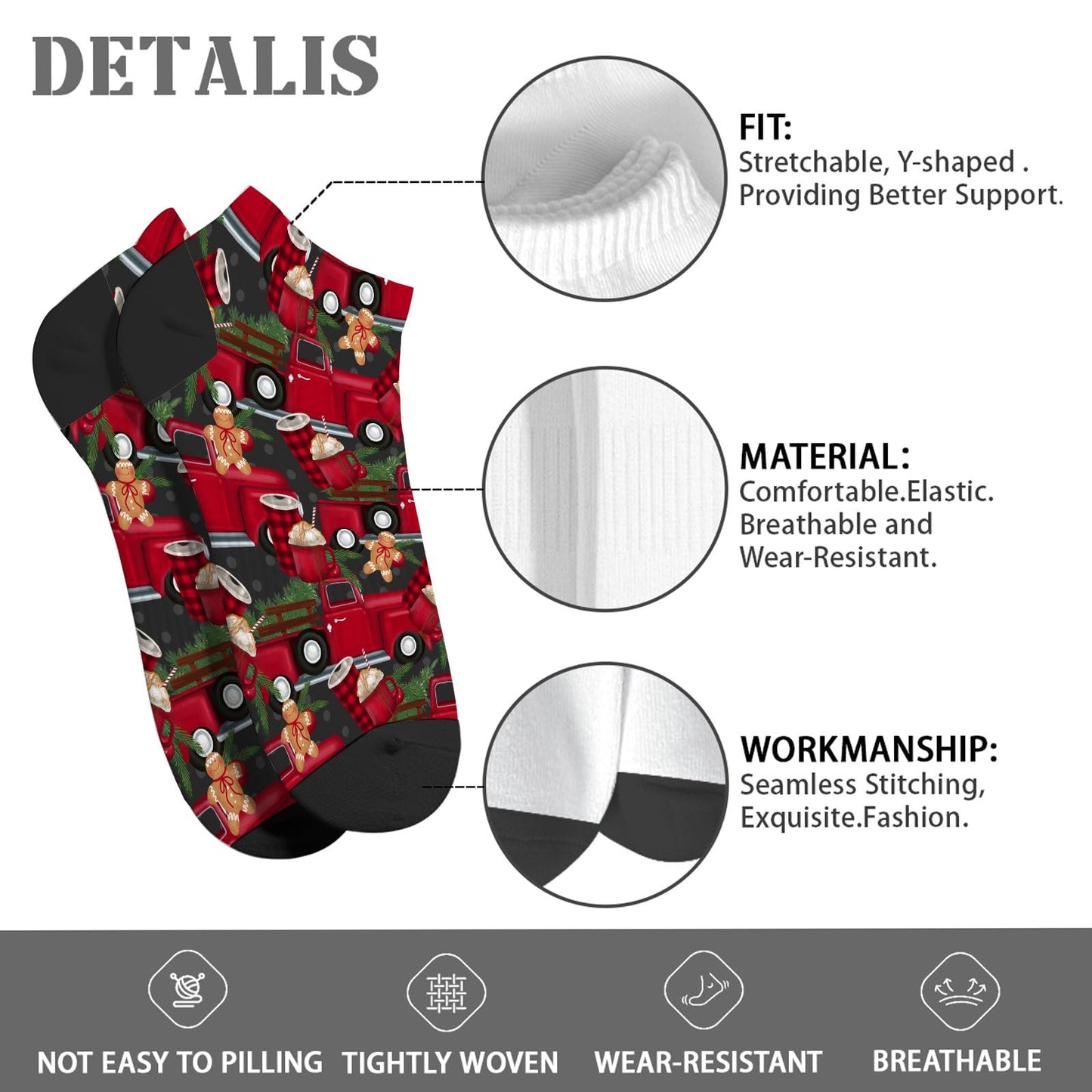 Christmas Pattern Men's Ankle Dress Socks - Funny Designs