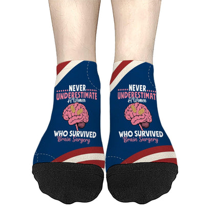 Never Underestimate A Woman Who Survived Brain Surgery Ankle Socks Women Cotton Socks Women