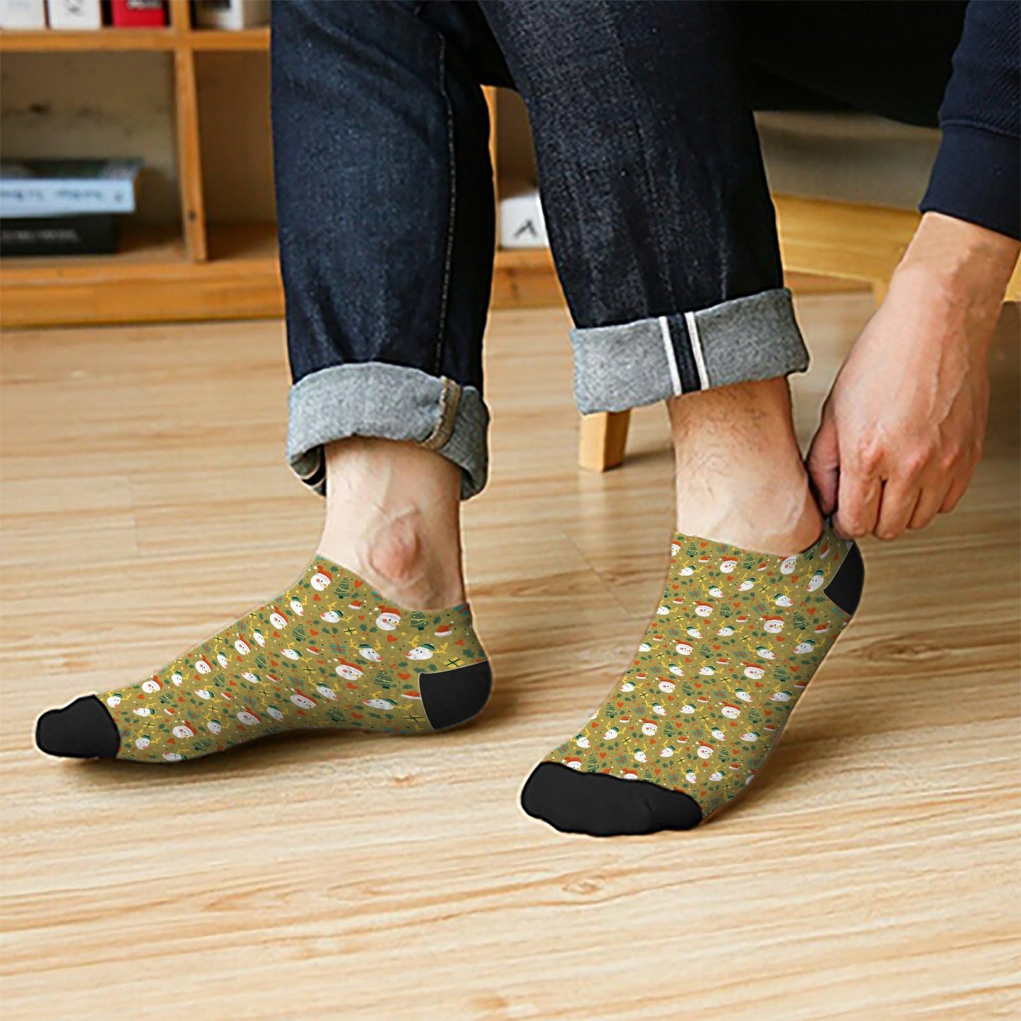 Christmas Pattern Men's Ankle Dress Socks - Funny Designs