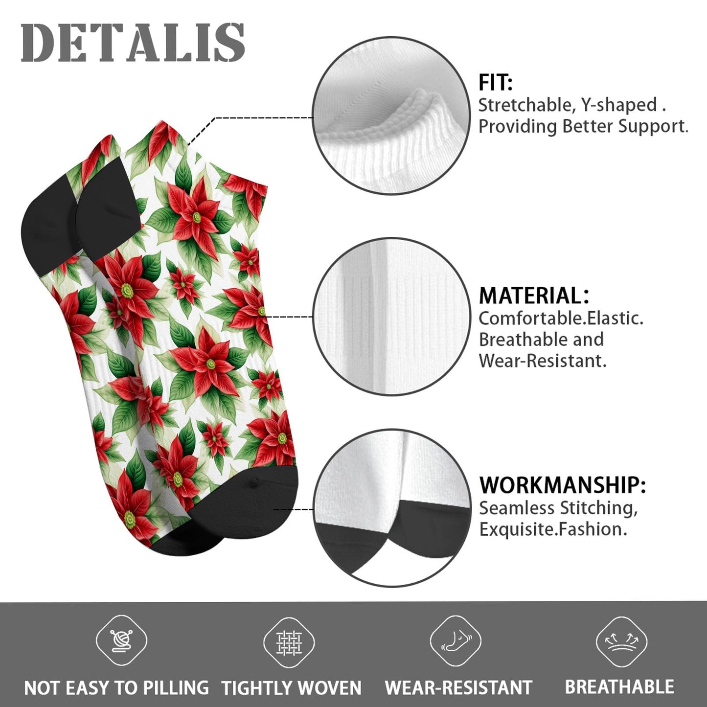 Funny Christmas Pattern Low Cut Socks Men Short Men's Sock