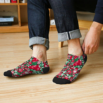 Funny Christmas Pattern No Show Socks Men Cotton Sock Mens