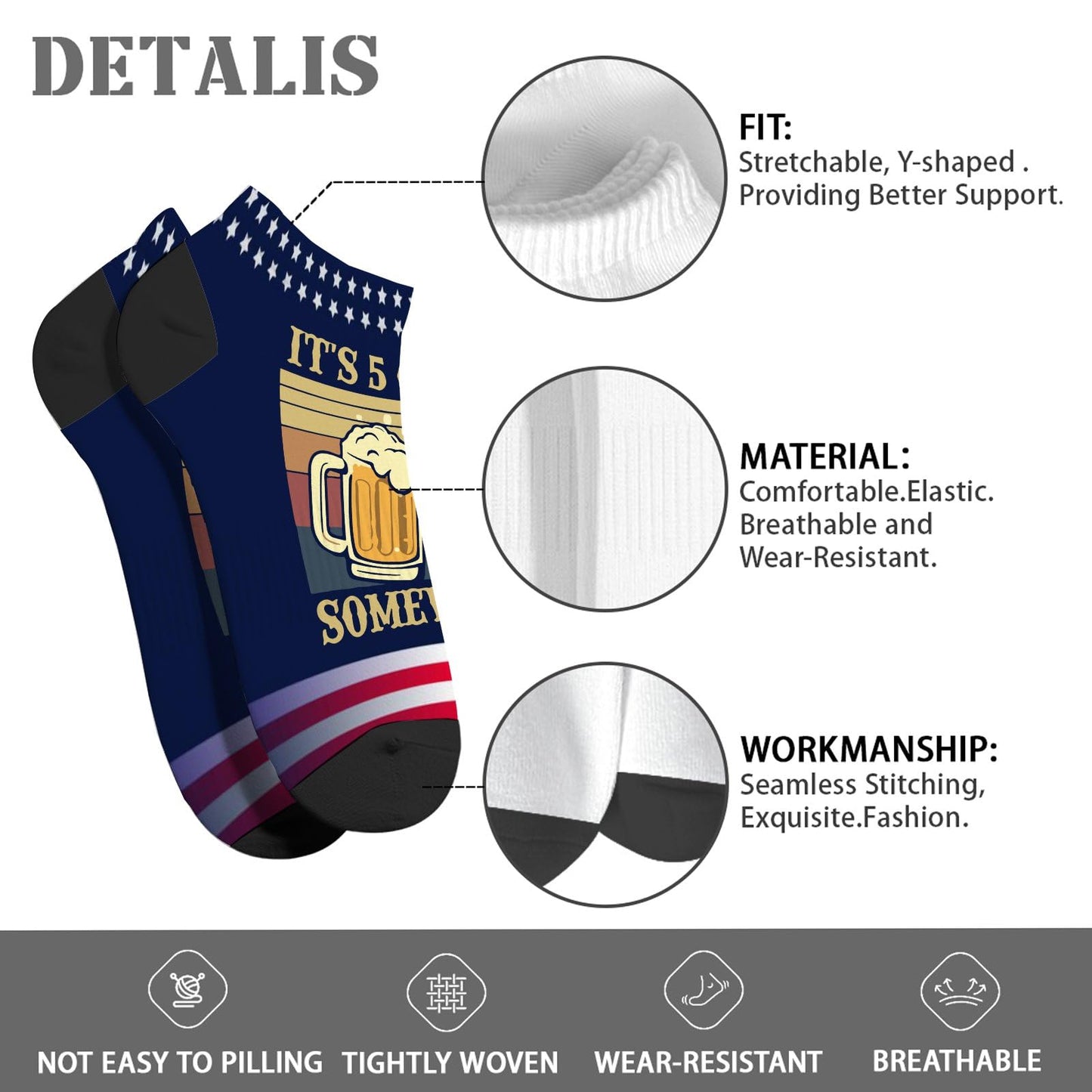 It's 5 O'clock Somewhere Boys Crew Socks Dress Sock Mens