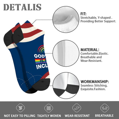 God's Love Is Fully Inclusive Rainbow Saying Womens Socks Ankle Athletic Women Socks