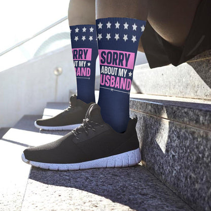 Sorry About My Husband Socks for Men Half Calf Sock Colorful Fancy Crazy Design socks Unisex Novelty Gifts for Son