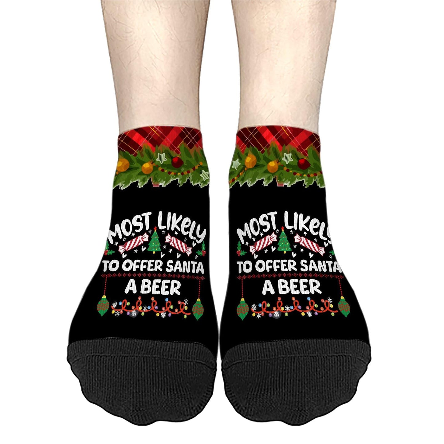 Most Likely To Offer Santa A Beer Short Socks For Women No Show For Womens Sock