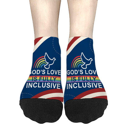 God's Love Is Fully Inclusive Rainbow Saying Womens Socks Ankle Athletic Women Socks