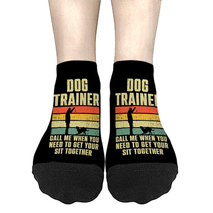 Funny Dog Training Design For Men Women Dog Trainer Training Mens Ankle Socks Short For Men Sock