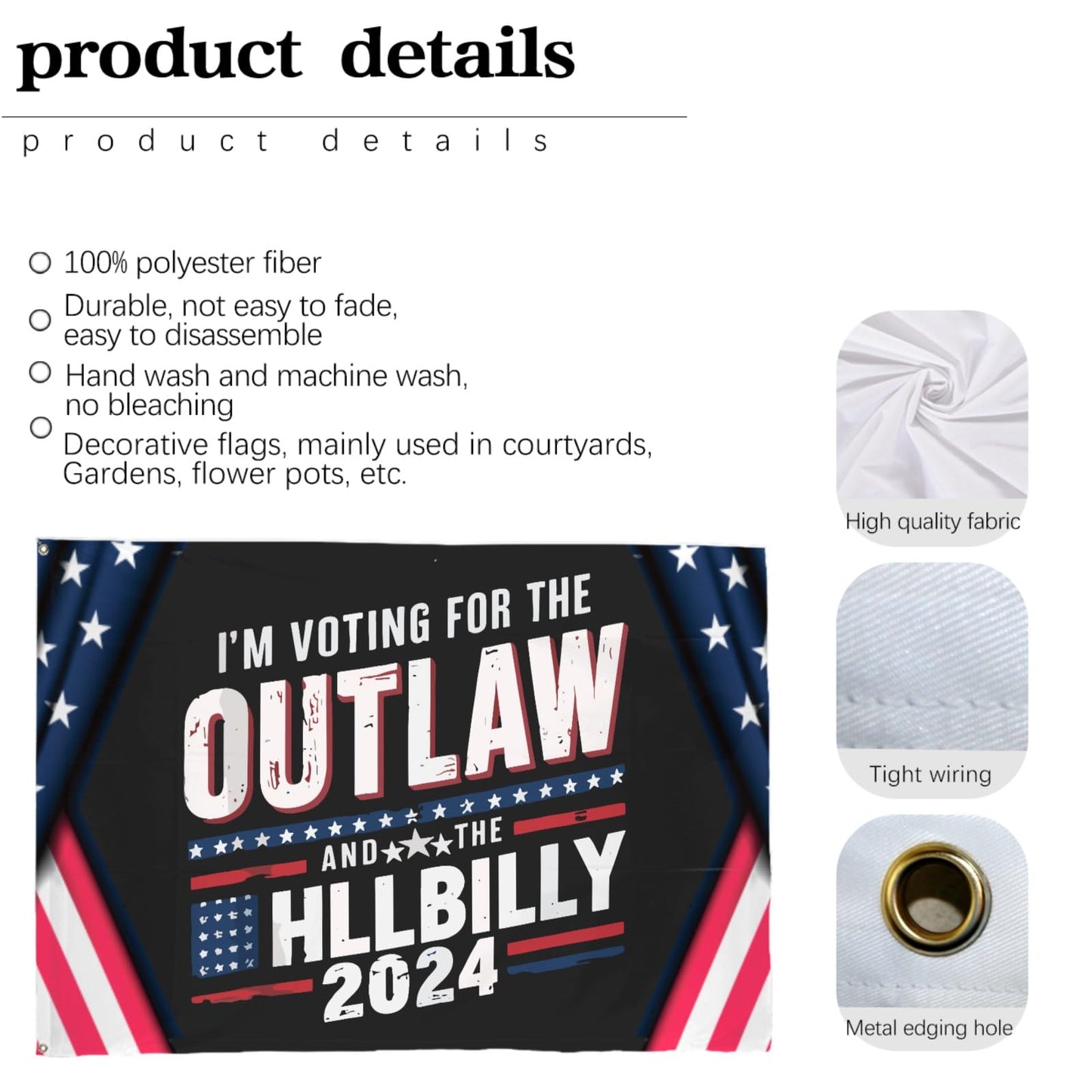 Trump 2024 Outlaw Hillbilly US Flag Funny Tapestry - Personalized Gifts for Men