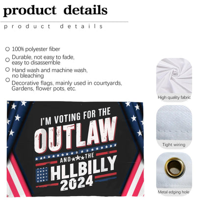 Trump 2024 Outlaw Hillbilly US Flag Funny Tapestry - Personalized Gifts for Men