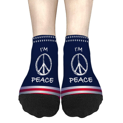 I Come In Peace I'm Peace Funny Matching Couple Quote Mens Low Cut Socks Crew Socks Men's