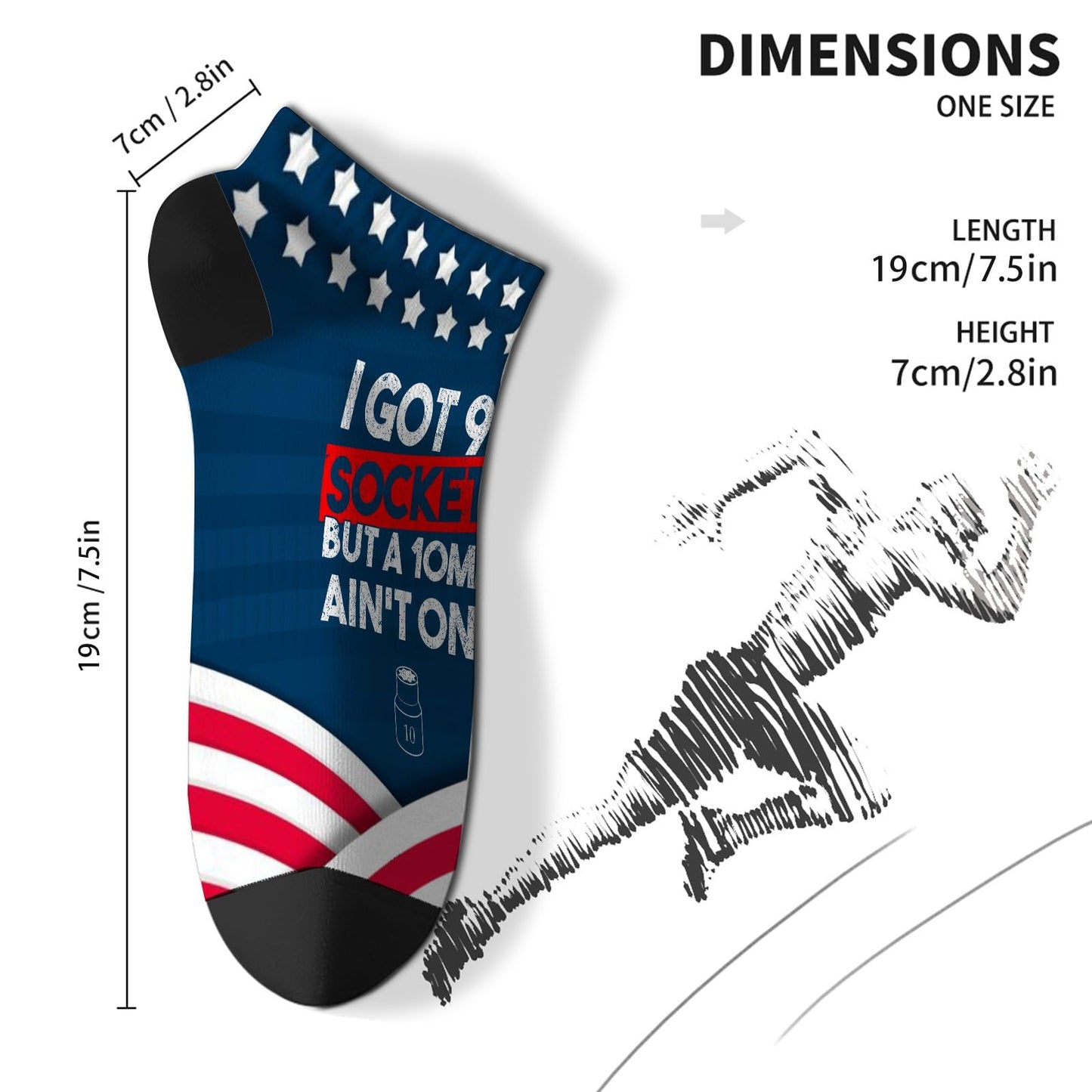 I Got 99 Sockets But A 10mm Ain't One Womens Ankle Socks Invisible Socks For Men's