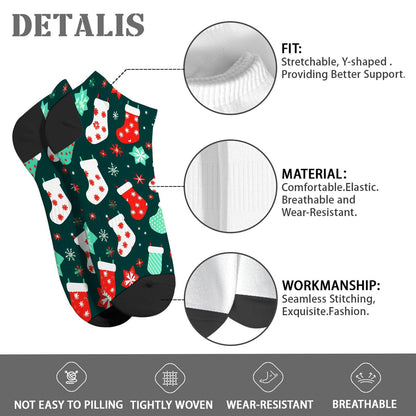 Funny Christmas Pattern Womens Cotton Socks Low Cut Socks For Men