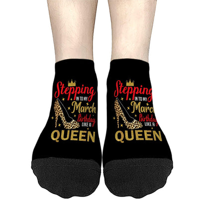 Step Into My March Girl Birthday Women Socks Ankle Hidden Sock For Men's