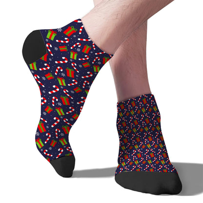 Christmas Pattern Men's Ankle Dress Socks - Funny Designs