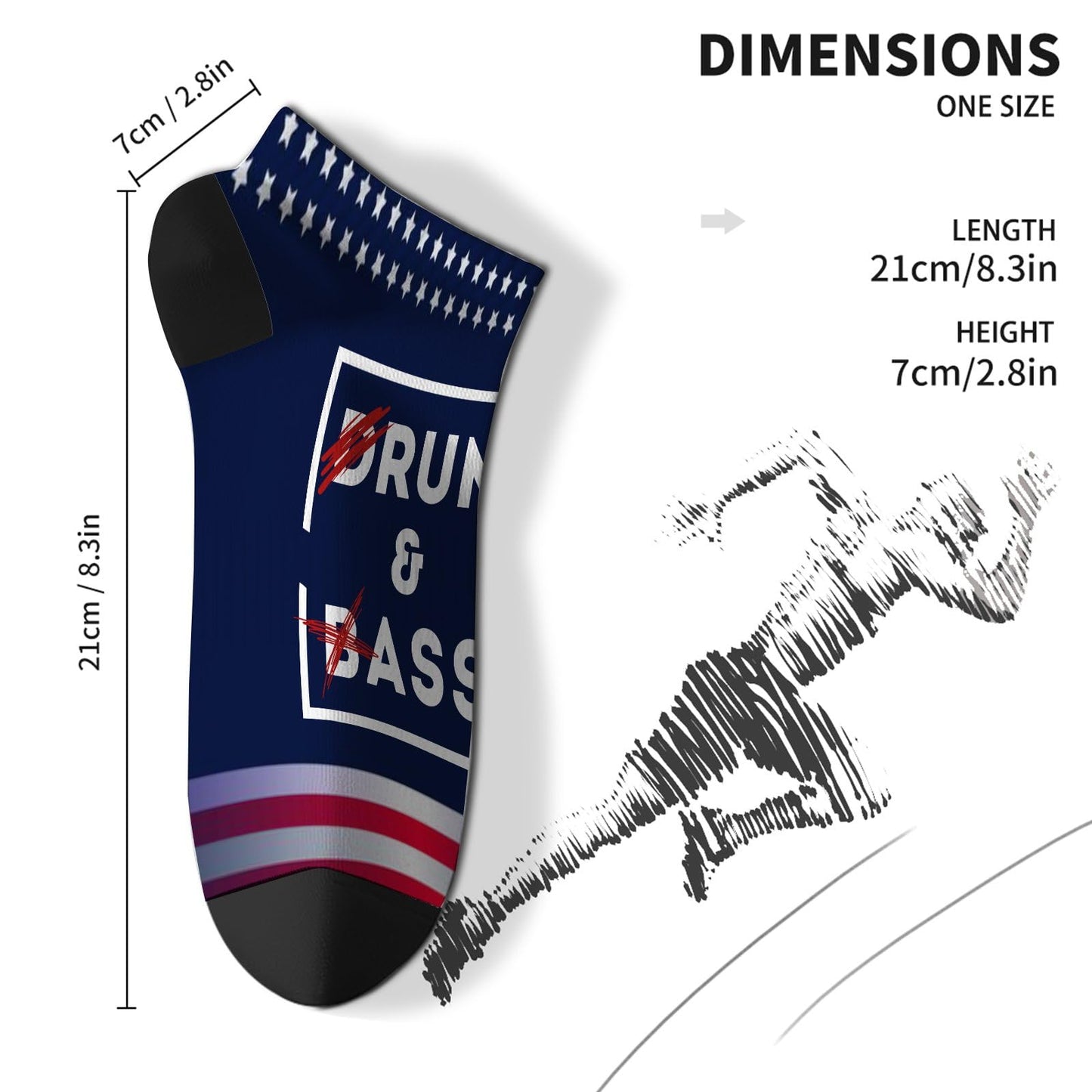 Funny Drum & Bass Rum & Ass Lovers No Show Socks Cotton Men Sock