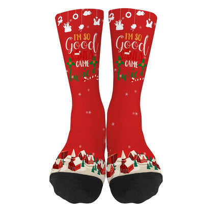 I Do It For The Ho's Inappropriate Christmas Santa Socks for Women Half Calf Sock Colorful Fancy Crazy Design socks Unisex Novelty Gifts for Boyfriends