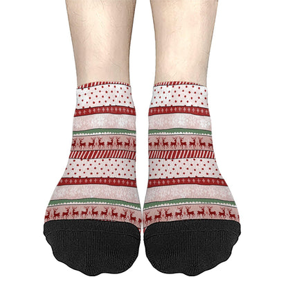 Funny Christmas Pattern Womens Cotton Socks Low Cut Socks For Men