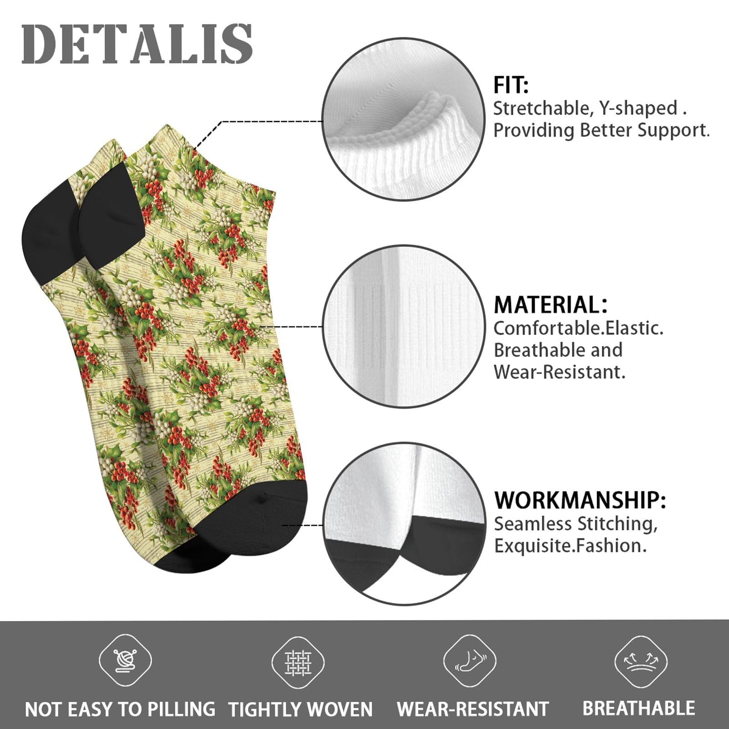 Funny Christmas Pattern Low Cut Socks Men Short Men's Sock