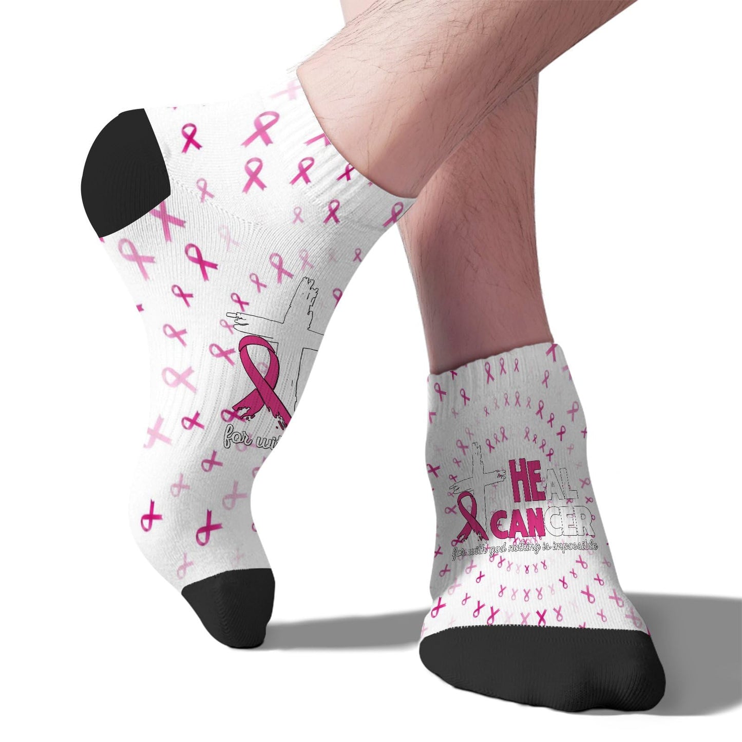 Breast Cancer Awareness Hummingbird No Show Socks Men Hidden Womens Socks