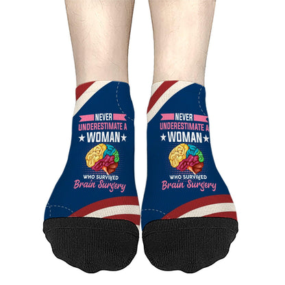 Never Underestimate A Woman Who Survived Brain Surgery Ankle Socks Women Cotton Socks Women