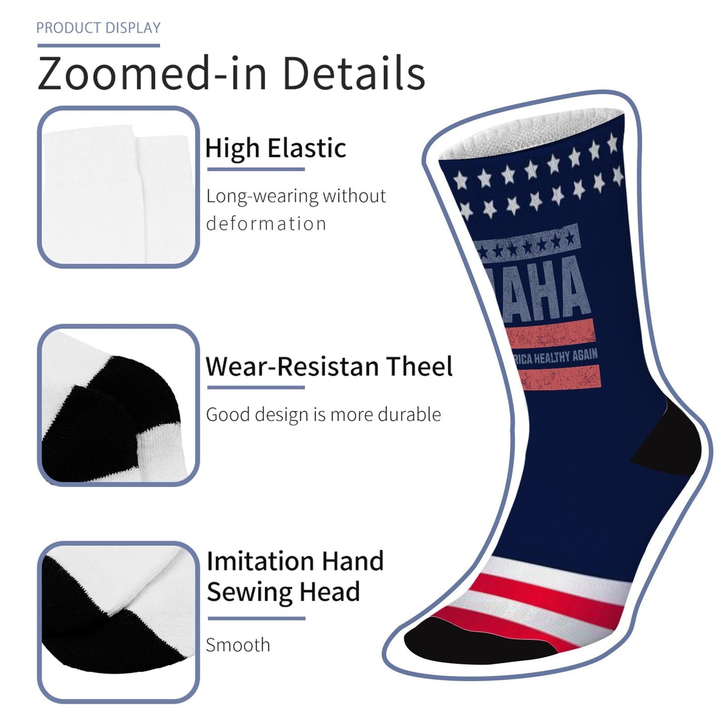 MAHA - Make America Healthys Again Premium Socks for Men Half Calf Sock Colorful Fancy Crazy Design socks Unisex Novelty Gifts for Dad