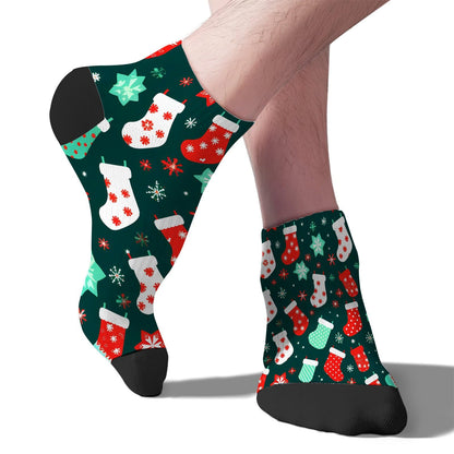 Funny Christmas Pattern Womens Cotton Socks Low Cut Socks For Men