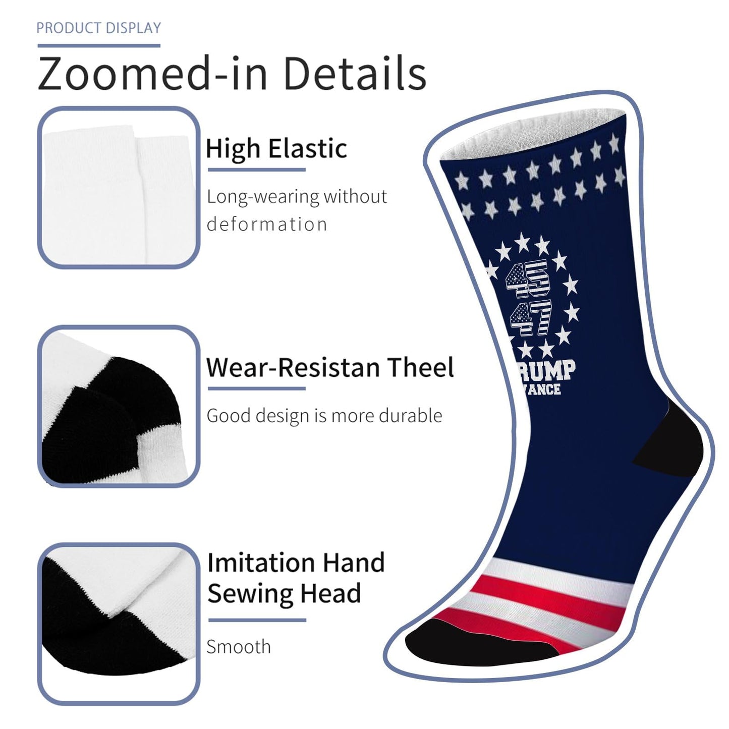 Colorful Crazy Trump 45 47 Half Calf Socks